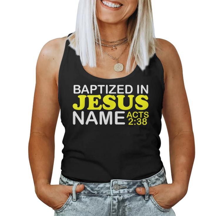 Baptized In Jesus Name Acts 238 Baptism Jesus Only Holy Women Tank Top