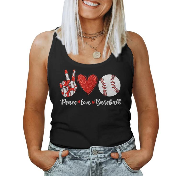 Baseball Mom Leopard Print Peace Love Baseball Women Tank Top