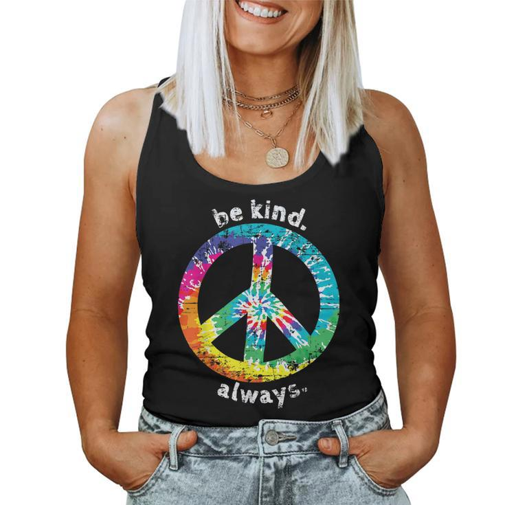 Be Kind Always Tie Dye Peace Sign Hippie Style T  Women Tank Top Basic Casual Daily Weekend Graphic