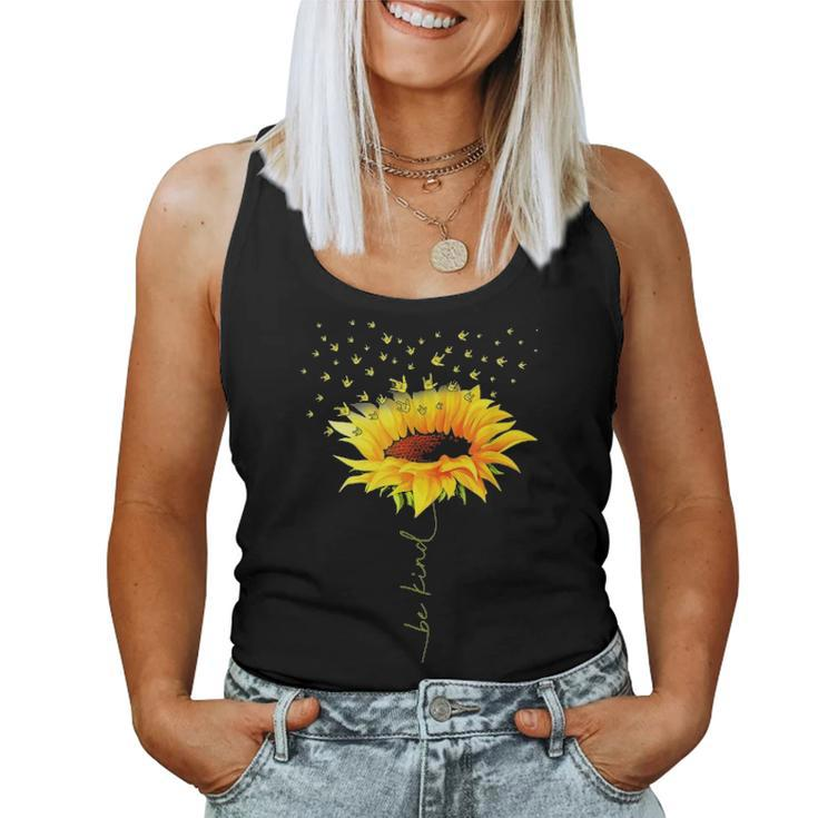 Be Kind Hippie Sunflower I Love You Deaf Asl Sign Language Women Tank Top Basic Casual Daily Weekend Graphic