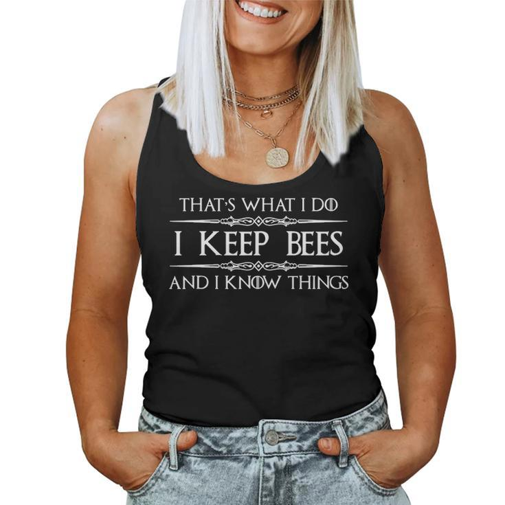 Beekeeper Gifts   I Keep Bees & I Know Things Beekeeping Bee Women Tank Top Basic Casual Daily Weekend Graphic