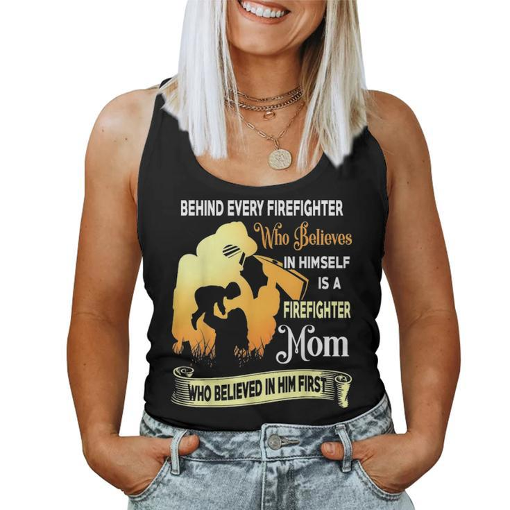 Behind Every Firefighter Is A Firefighter Mom Women Tank Top Basic Casual Daily Weekend Graphic