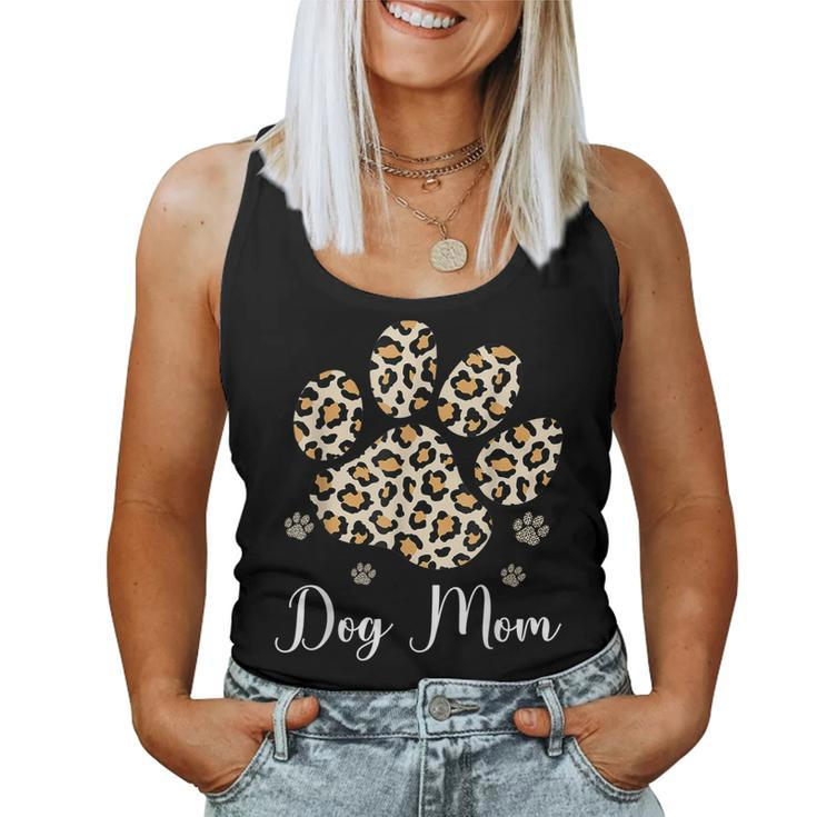 Best Dog Mom Ever Leopard Dog Paw  Women Tank Top
