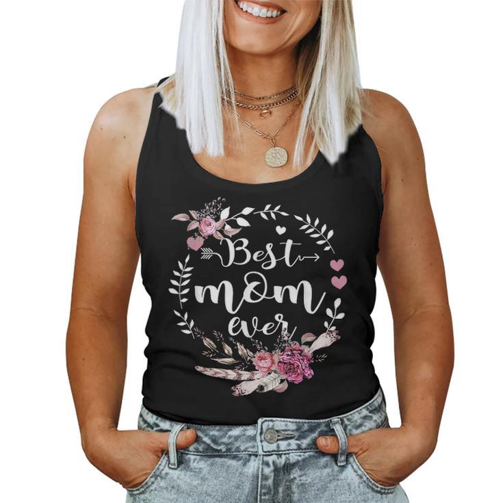Best Mom Ever  Blessed Mom Floral Mothers Day Gift Women Tank Top Basic Casual Daily Weekend Graphic