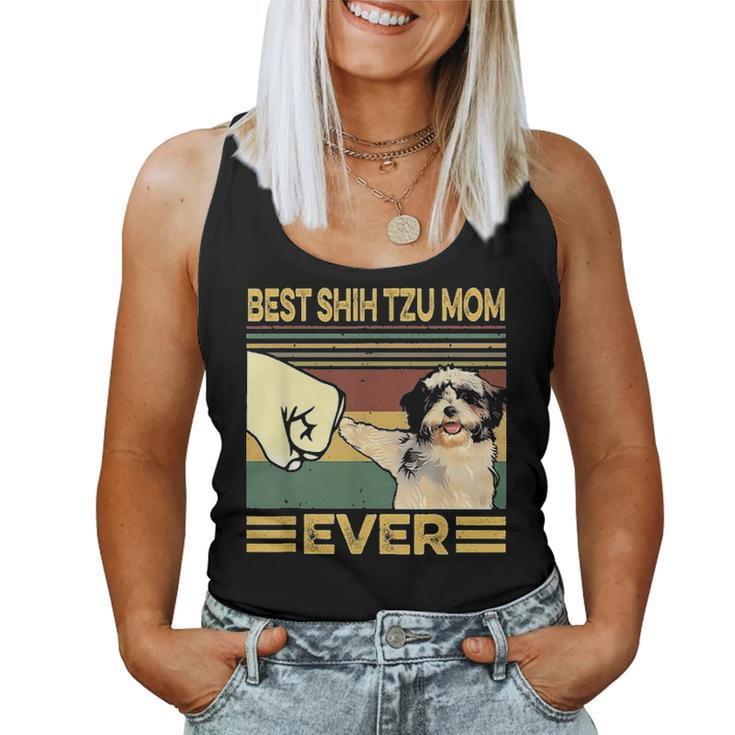 Best Shih Tzu Mom Ever Retro Vintage Women Tank Top Basic Casual Daily Weekend Graphic