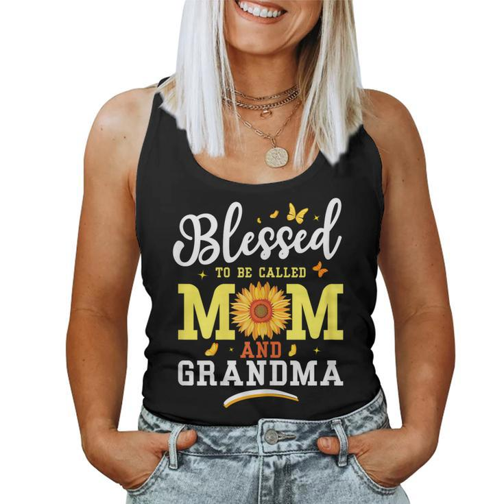 Womens Blessed To Be Called Mom Grandma Flower Women Tank Top