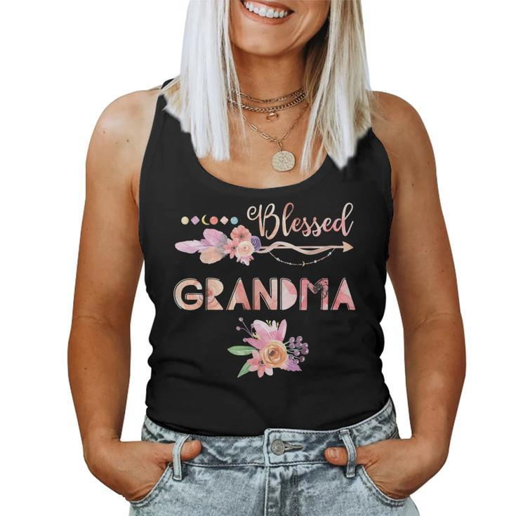 Womens Blessed Grandma Floral Grandma Women Tank Top