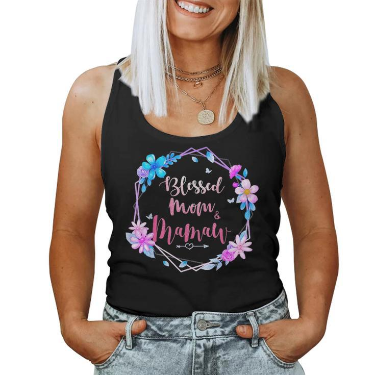 Blessed To Be Called Mom And Mamaw Cute Colorful Floral Women Tank Top Basic Casual Daily Weekend Graphic
