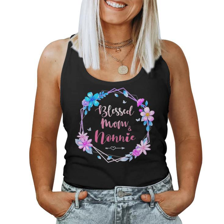 Blessed To Be Called Mom And Nonnie Cute Colorful Floral Women Tank Top Basic Casual Daily Weekend Graphic
