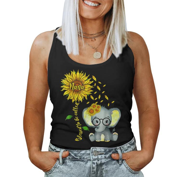 Blessed To Be Called Nana Sunflower Elephant Mothers Day  Women Tank Top Basic Casual Daily Weekend Graphic