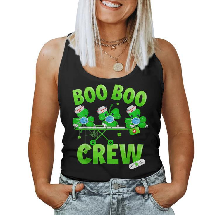 Boo Boo Crew Nurse St Patricks Day Shamrock Face Mask Nurse  Women Tank Top Basic Casual Daily Weekend Graphic