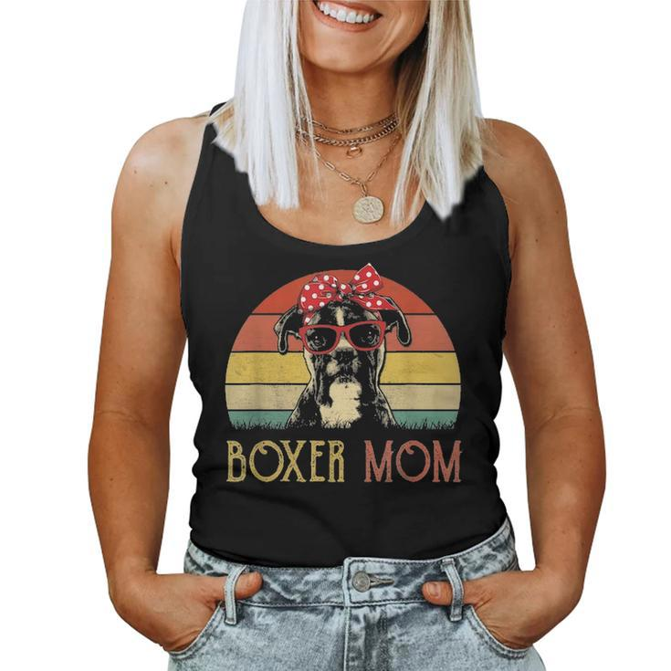 Boxer Mom  Boxer Dog Mom Lover Gift Vintage Retro Women Tank Top Basic Casual Daily Weekend Graphic