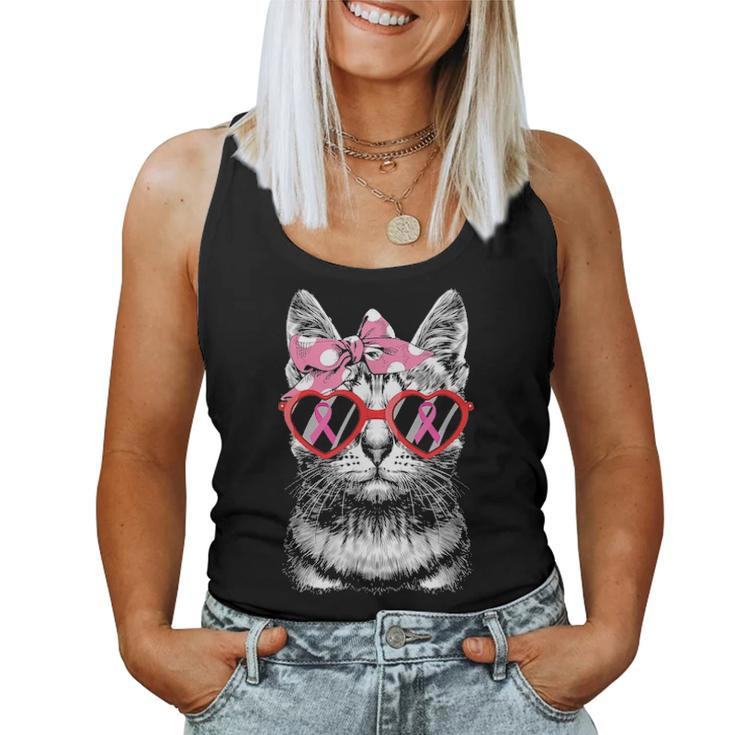 Breast Cancer Awareness Cat Mom Costume Pink Ribbon Gifts Women Tank Top Basic Casual Daily Weekend Graphic