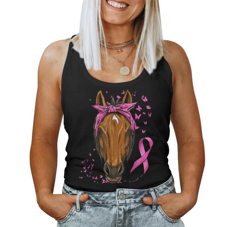 Breast Cancer Awareness Horse Pink Ribbon Cancer Survivor Women Tank Top
