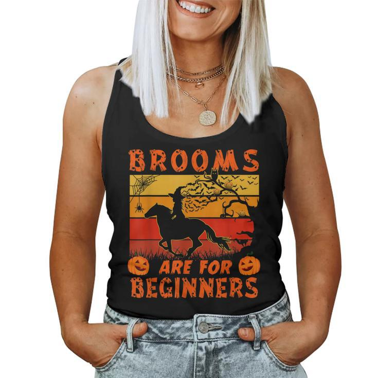 Brooms Are For Amateurs Witch Riding Horse Halloween Women Tank Top
