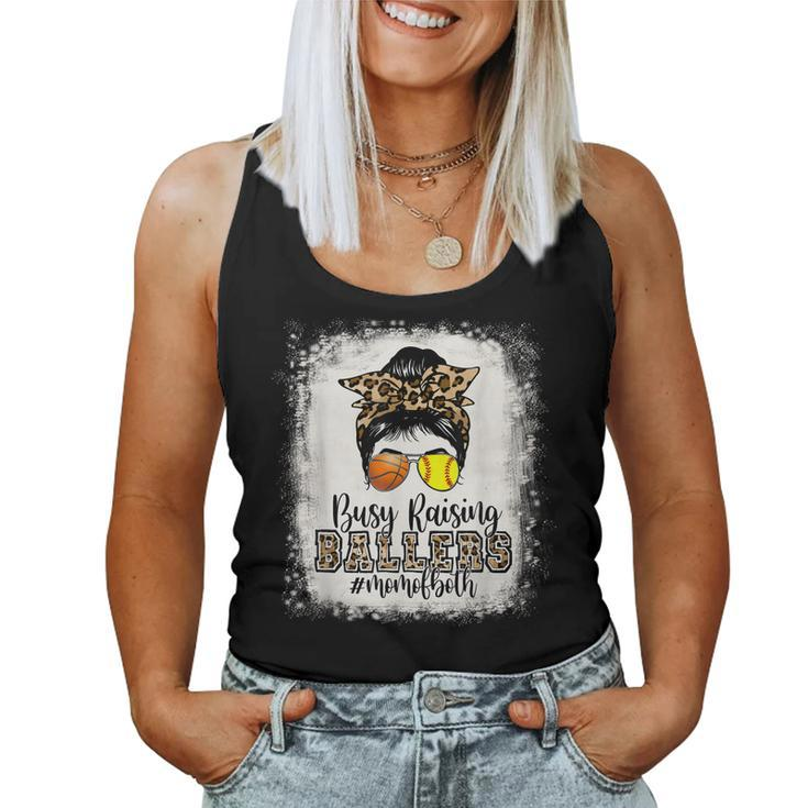 Busy Raising Ballers Mom Of Both Basketball Softball Mama  Women Tank Top Basic Casual Daily Weekend Graphic