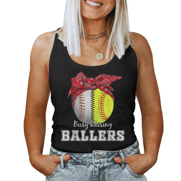Busy Raising Ballers Softball Baseball Baseball Mom Women Tank Top