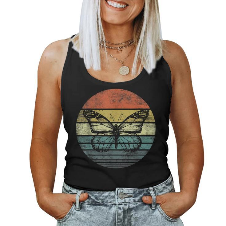 Butterfly Lover Gifts Retro Sunset Insect Monarch Entomology  Women Tank Top Basic Casual Daily Weekend Graphic