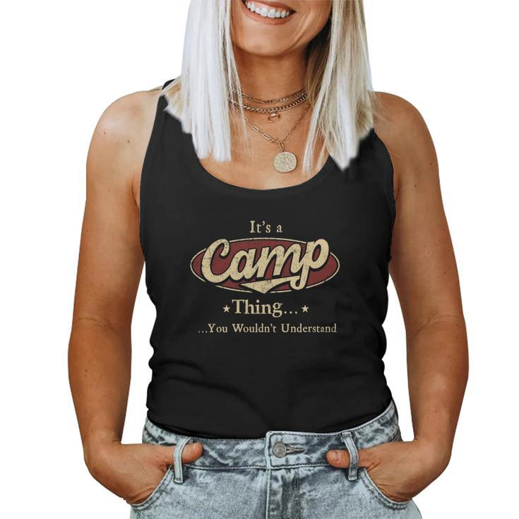 Camp Name Camp Family Name Crest  Women Tank Top Basic Casual Daily Weekend Graphic