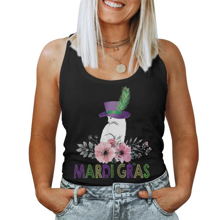 Cat Mom Meow Kitten 2021 New Orleans Mardi Gras Party Women Tank Top Basic Casual Daily Weekend Graphic