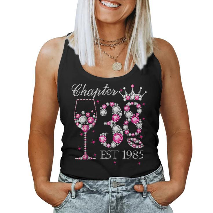 Chapter 38 Years Est 1985 38Th Birthday Pink Wine Crown Women Tank Top