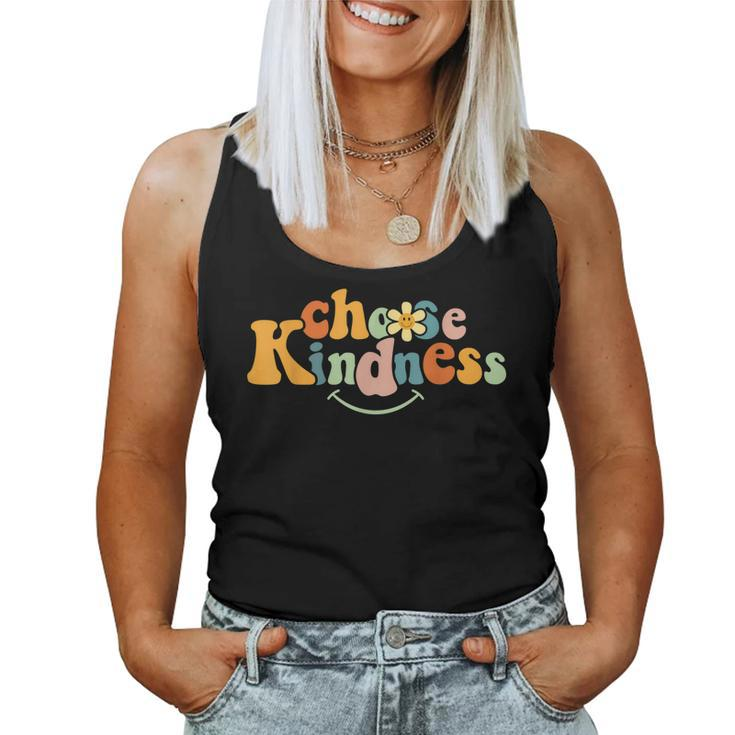Choose Kindness Retro Groovy Be Kind Women Men Inspirational Women Tank Top Basic Casual Daily Weekend Graphic