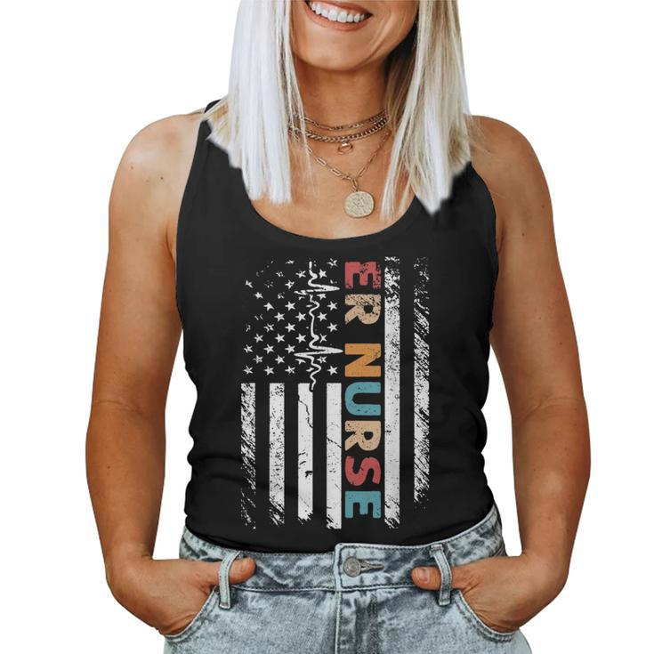 Classic Distressed Flag Gift For Emergency Room - Er Nurses  Women Tank Top Basic Casual Daily Weekend Graphic