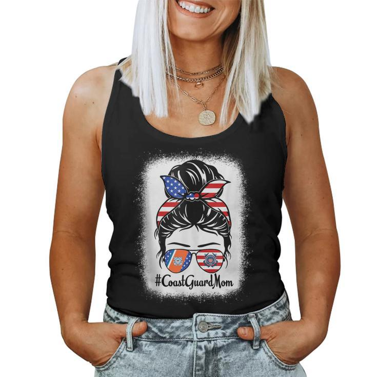 Coast Guard Mom Messy Bun Sunglasses Military Mothers Day Women Tank Top Basic Casual Daily Weekend Graphic
