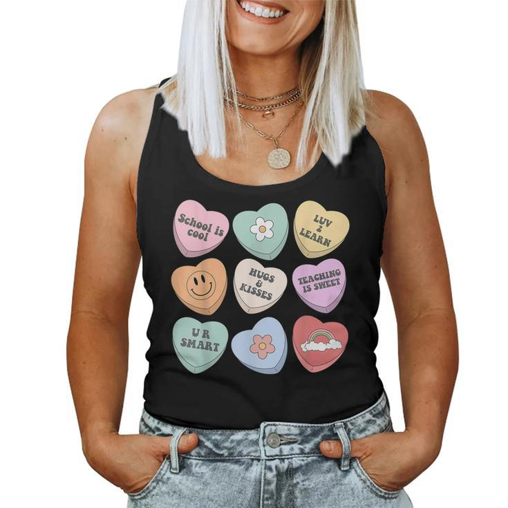 Conversation Hearts Groovy Valentines Day Cute Teacher  V2 Women Tank Top Basic Casual Daily Weekend Graphic