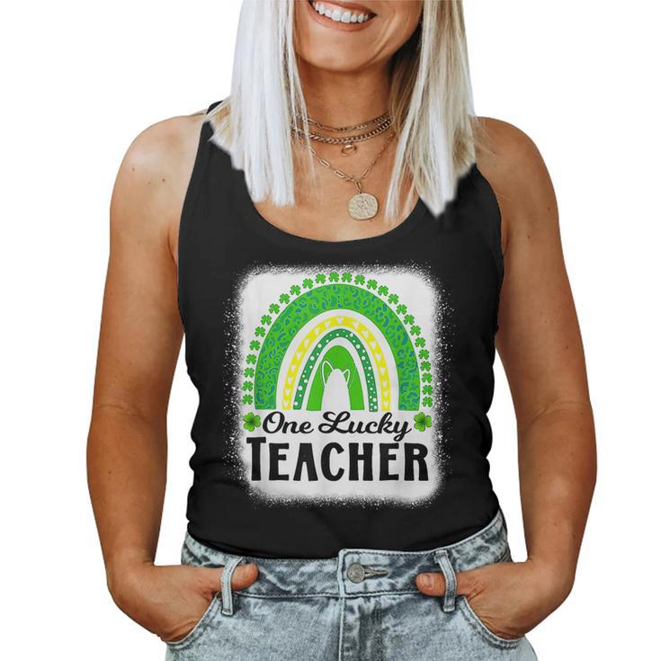 Cool One Lucky Teacher Rainbow St Patricks Day  Women Tank Top Basic Casual Daily Weekend Graphic