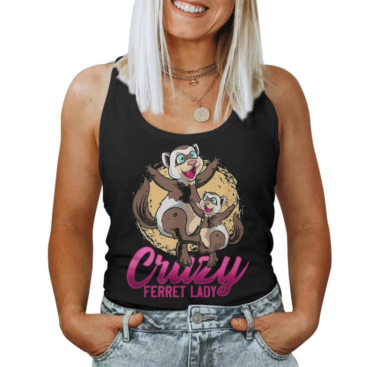Crazy Ferret Lady Cute Pet Animal Lover Mother Daughter Women Tank Top Basic Casual Daily Weekend Graphic