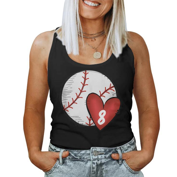 Womens Custom Baseball Mom Number 8 Heart For Mom Mommy Women Tank Top