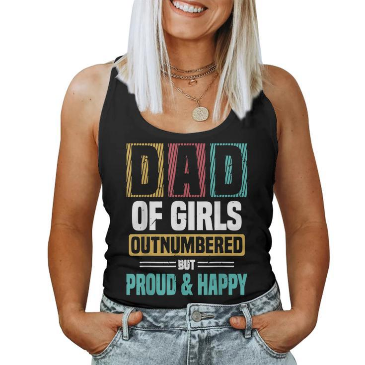 Dad Of Girls Outnumbered Vintage Father Daughter Match Women Tank Top