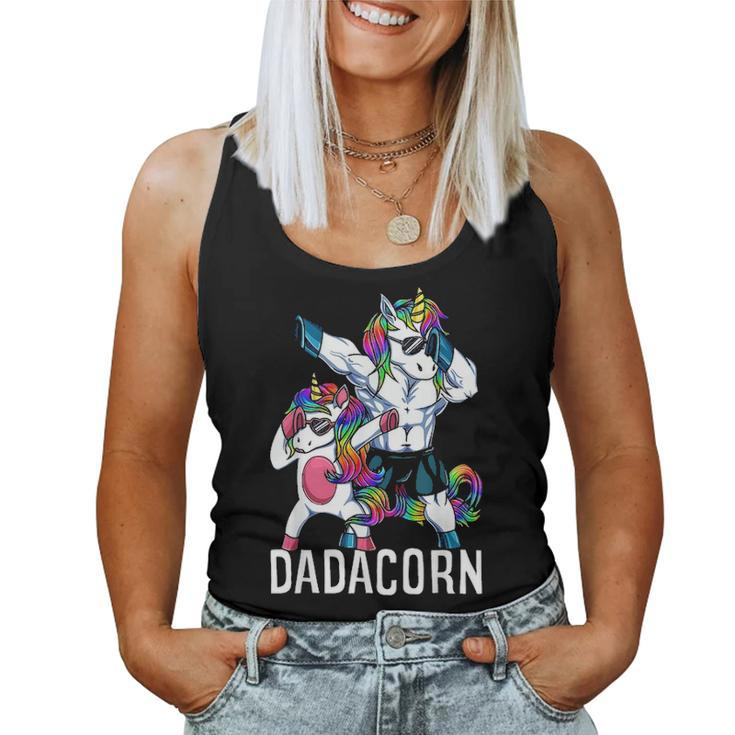 Dadacorn Unicorn Dad Daughter Fathers Day Christmas Gift Women Tank Top Basic Casual Daily Weekend Graphic