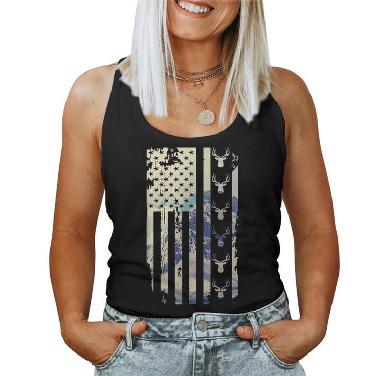 Deer Hunting American Flag 4Th Of July Fathers Day Christmas Women Tank Top Basic Casual Daily Weekend Graphic