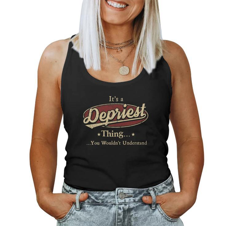 Depriest Last Name Depriest Family Name Crest  Women Tank Top Basic Casual Daily Weekend Graphic