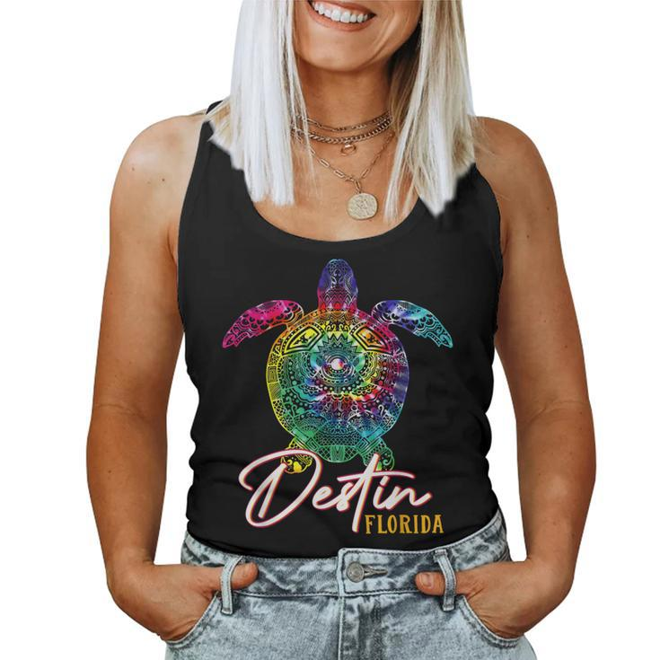 Destin Tie Dye Sea Turtle Florida Matching Family Vacation  Women Tank Top Basic Casual Daily Weekend Graphic