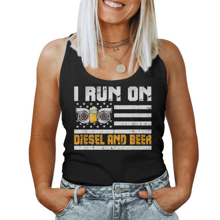 Diesel Motorsport Motorcycle I Run On Diesel And Beer Women Tank Top
