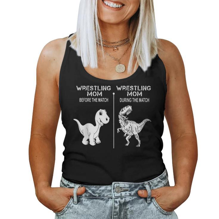 Dinosaur Wrestling Mom Before And During The Match Women Tank Top Basic Casual Daily Weekend Graphic