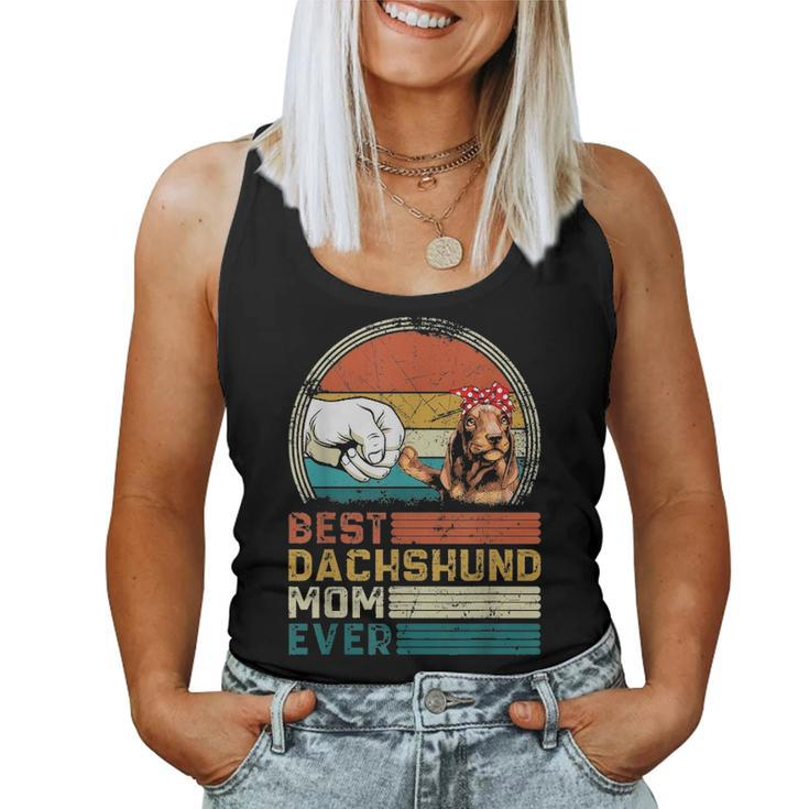 Distressed Best Dachshund Mom Ever Mothers Day Gift Women Tank Top Basic Casual Daily Weekend Graphic