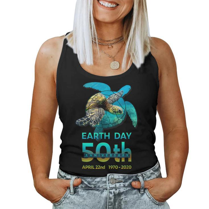 Earth Day 50Th Anniversary Sea Turtle Silhouette Women Tank Top