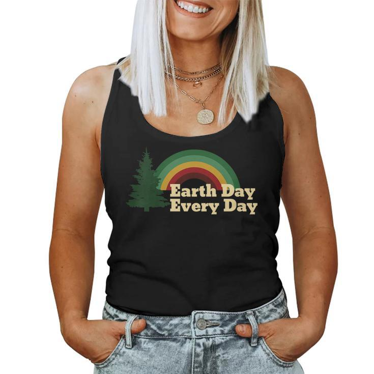 Earth Day Everyday Rainbow Pine Tree Shirt Women Tank Top