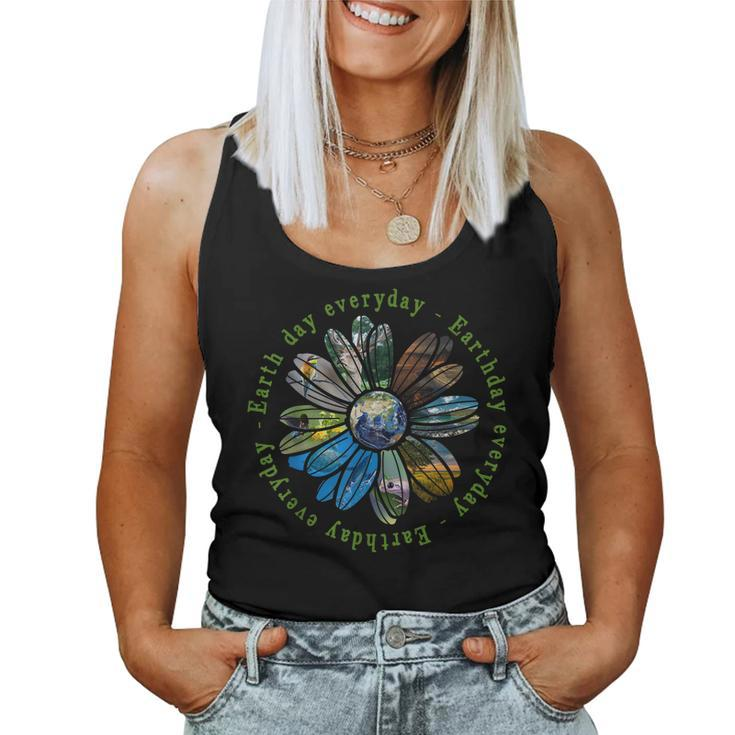 Earth Day Everyday Sunflower Earth Animal Lovers Women Tank Top