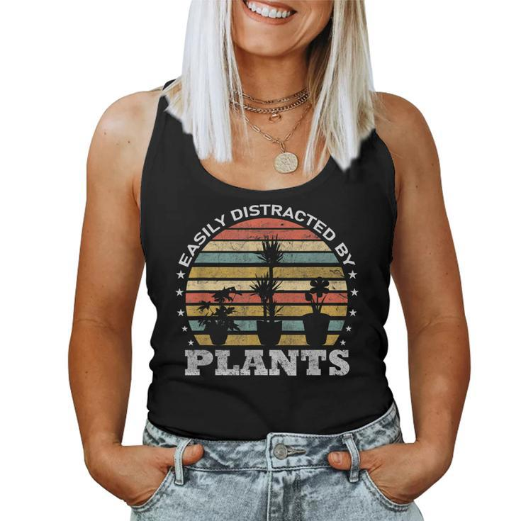 Easily Distracted By Plants Retro Vintage Plants Lover  Women Tank Top Basic Casual Daily Weekend Graphic