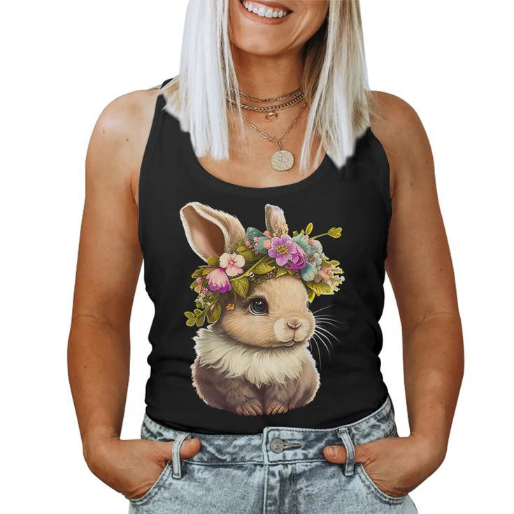 Easter Bunny Rabbit Women - Happy Bunny Flower Graphic Girls Women Tank Top
