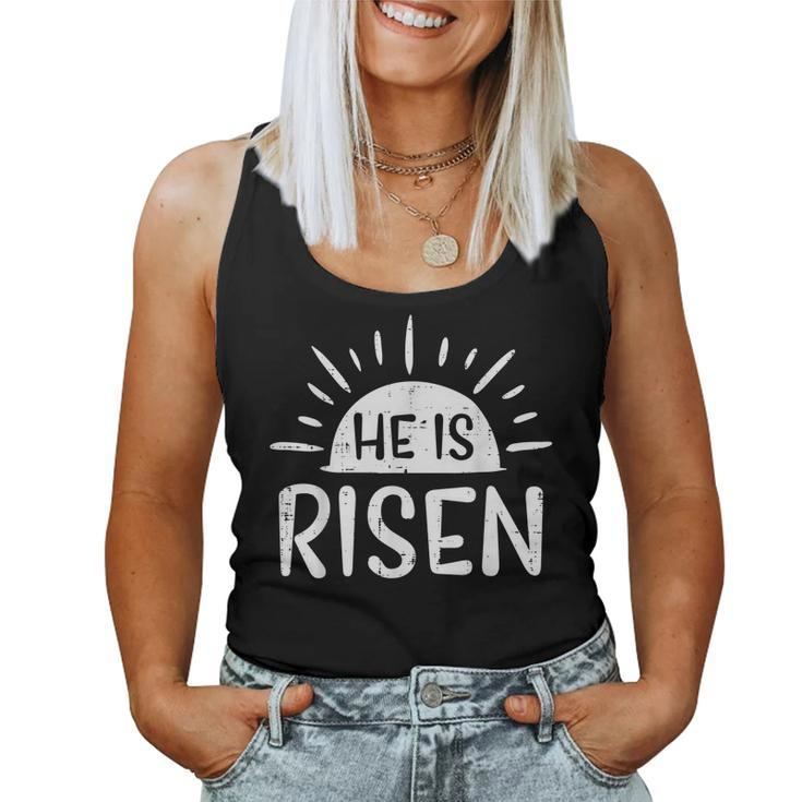 Easter Christian He Is Risen Sun Resurrection Men Women Kids Women Tank Top