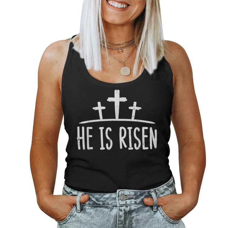 Easter He Is Risen Cross Religious Christian Men Women Kids Women Tank Top