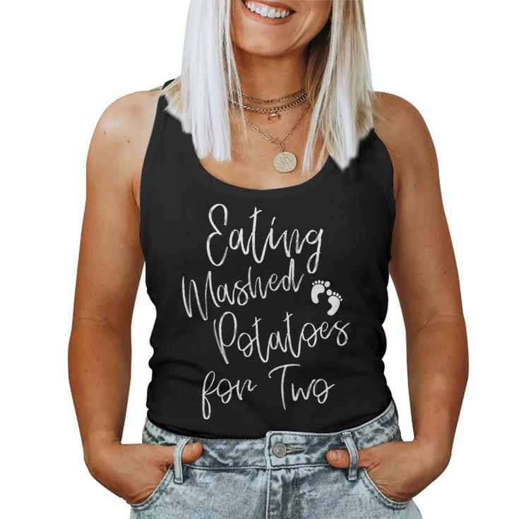 Eating Mashed Potatoes For Two Pregnancy Announcement Women Tank Top