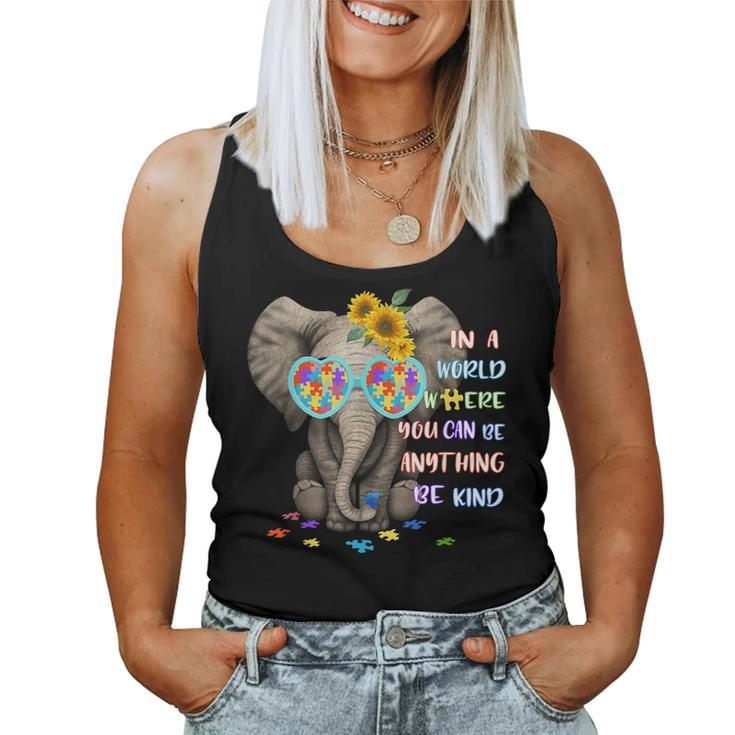 Elephant Autism  Be Kind Autism Awareness Girls Boys  Women Tank Top Basic Casual Daily Weekend Graphic