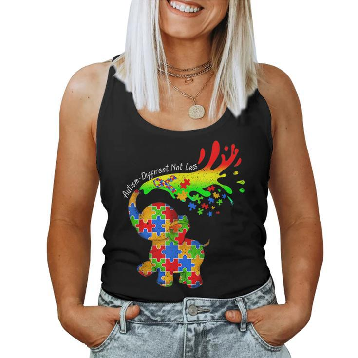 Elephant Autism Different Not Less Be Kind Puzzle Piece Mom  Women Tank Top Basic Casual Daily Weekend Graphic